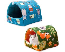 Daity 2 Caviabedden - wasbare schuilplaats voor cavia's - knuffelgrot voor cavia's - accessoires voor hamsterkooien voor hamsters - dwergkonijnen - chinchilla's en fretten