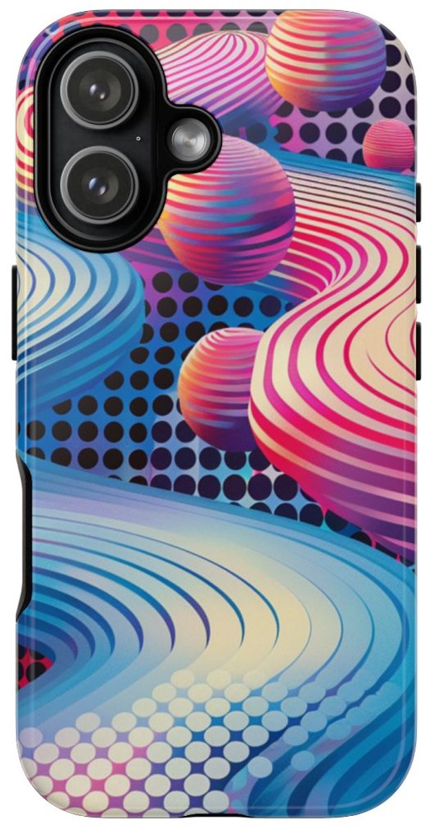 Kleurrijke Abstracte 3D-Golven en Bollen – Telefoonhoesje Geschikt voor iPhone 17