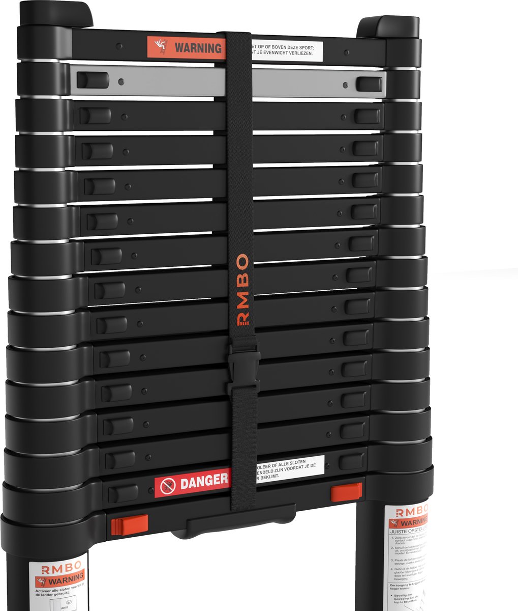 RMBO Telescopische Ladder - Telescoopladder - 4.70m lang, Compact en Draagbaar met Soft Closing Systeem, Geschikt voor Particulier en Professioneel Gebruik, Telescopische Vouwladder, Max. Belasting 150 kg, EN 131.6 – foto 8