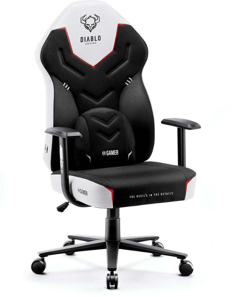 DIABLO CHAIRS - Gaming stoel X-Gamer 2.0 - Bureaustoel verstelbaar- Normale maat - Wit