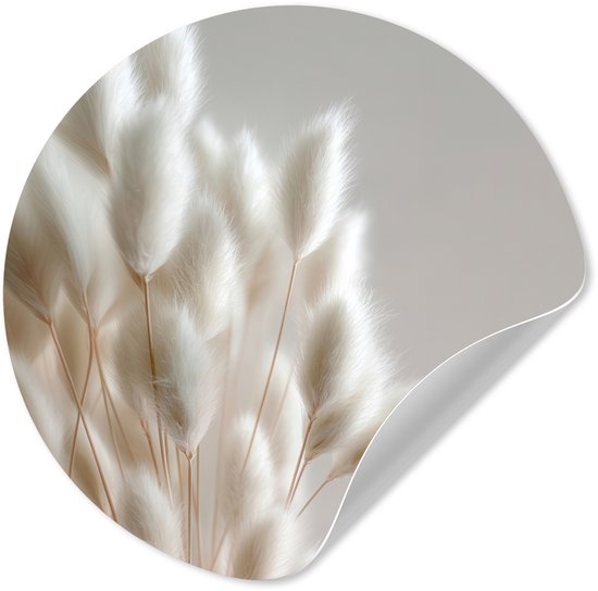 WallCircle® - Behangcirkel 50x50 cm - Muurstickers Pluimen - Beige - Minimalistisch - Muurcirkel woonkamer - Wandcirkel slaapkamer - Kamer decoratie zelfklevend - Muurdecoratie accessoires