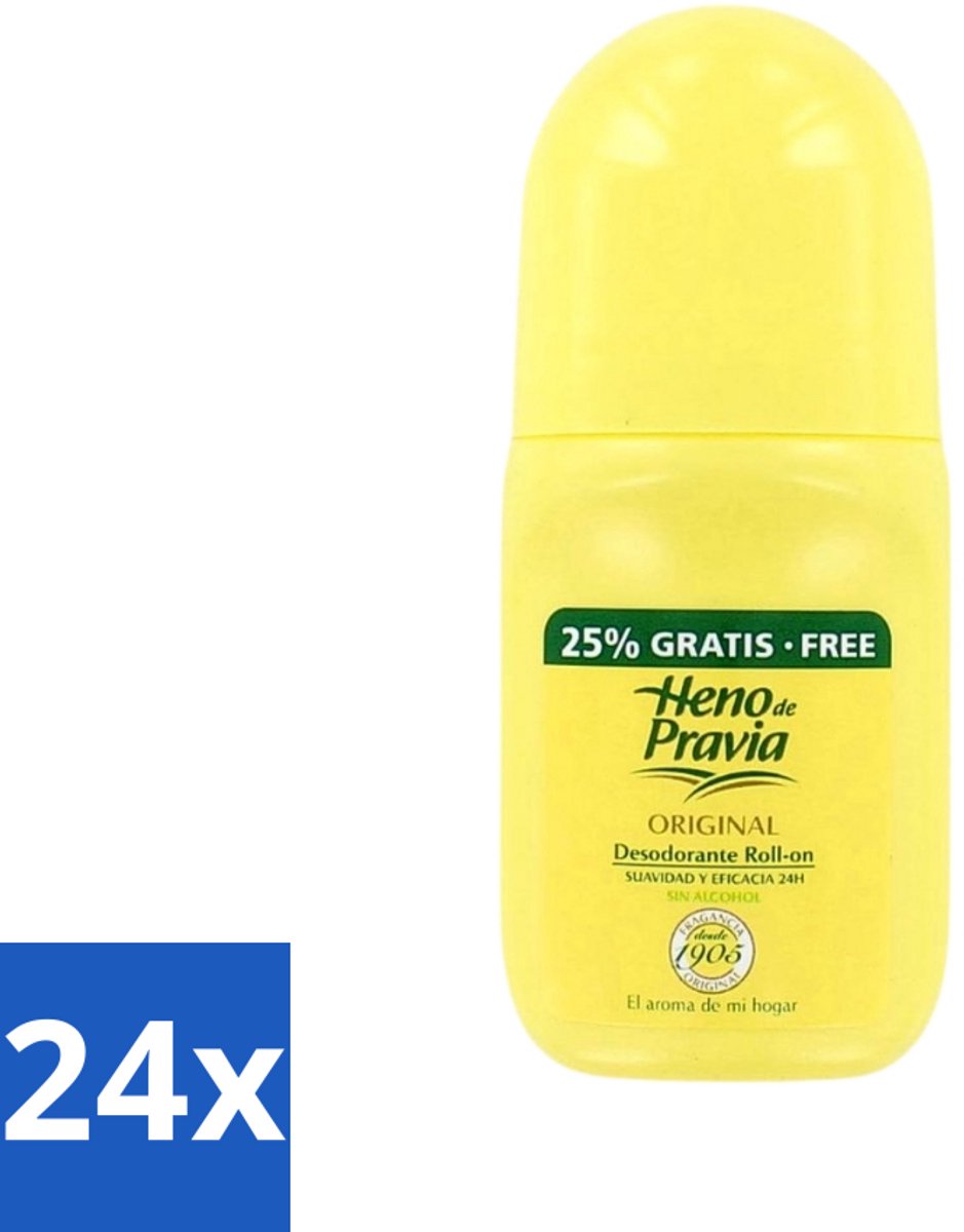 24 x Heno De Pravia - Deodorant Roller - Original Geur - 50 ml - Deodorant Roller - Deodorant - Geur - Frisheid - Alcoholvrije Deodorant