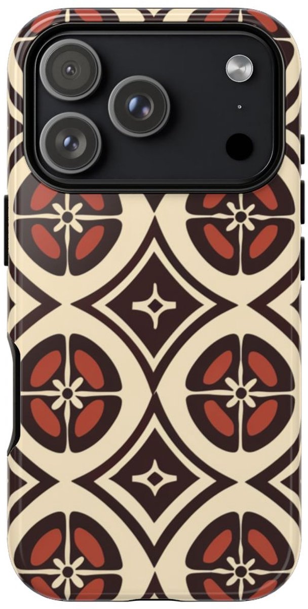Geometrisch Bruin-Beige Patroon – Telefoonhoesje Geschikt voor iPhone 17 Pro