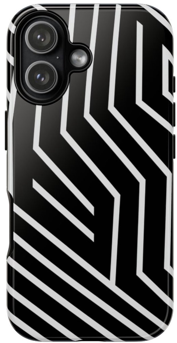 Zwart-Wit Geometrisch Lijnpatroon – Telefoonhoesje Geschikt voor iPhone 17