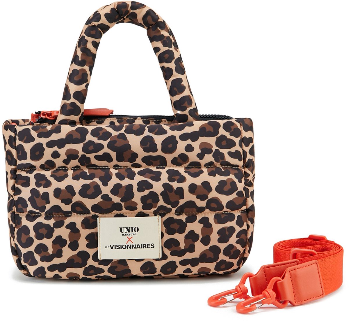 Unio Hamburg x Les Visionnaires handtas schoudertas Leo Unio Cortina Leo Print Lichtbruin