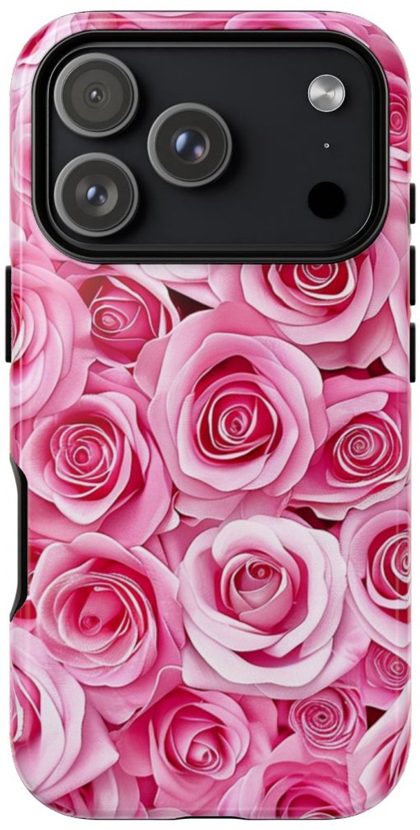 Roze Rozenpatroon – Telefoonhoesje Geschikt voor iPhone 17 Pro