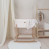 Soosie - Teddy Bouclé - Mozesmand - Baby Wieg met Schommelbasis - Natuurlijk Beukenhout – Cream – 75×36 – Met Matras