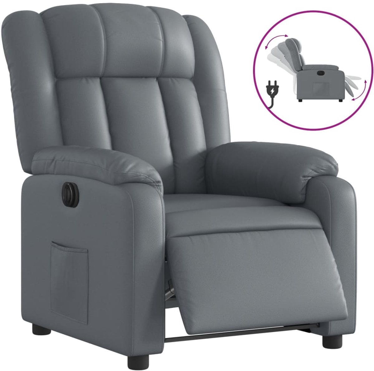 vidaXL Fauteuil - verstelbaar - elektrisch - kunstleer - grijs