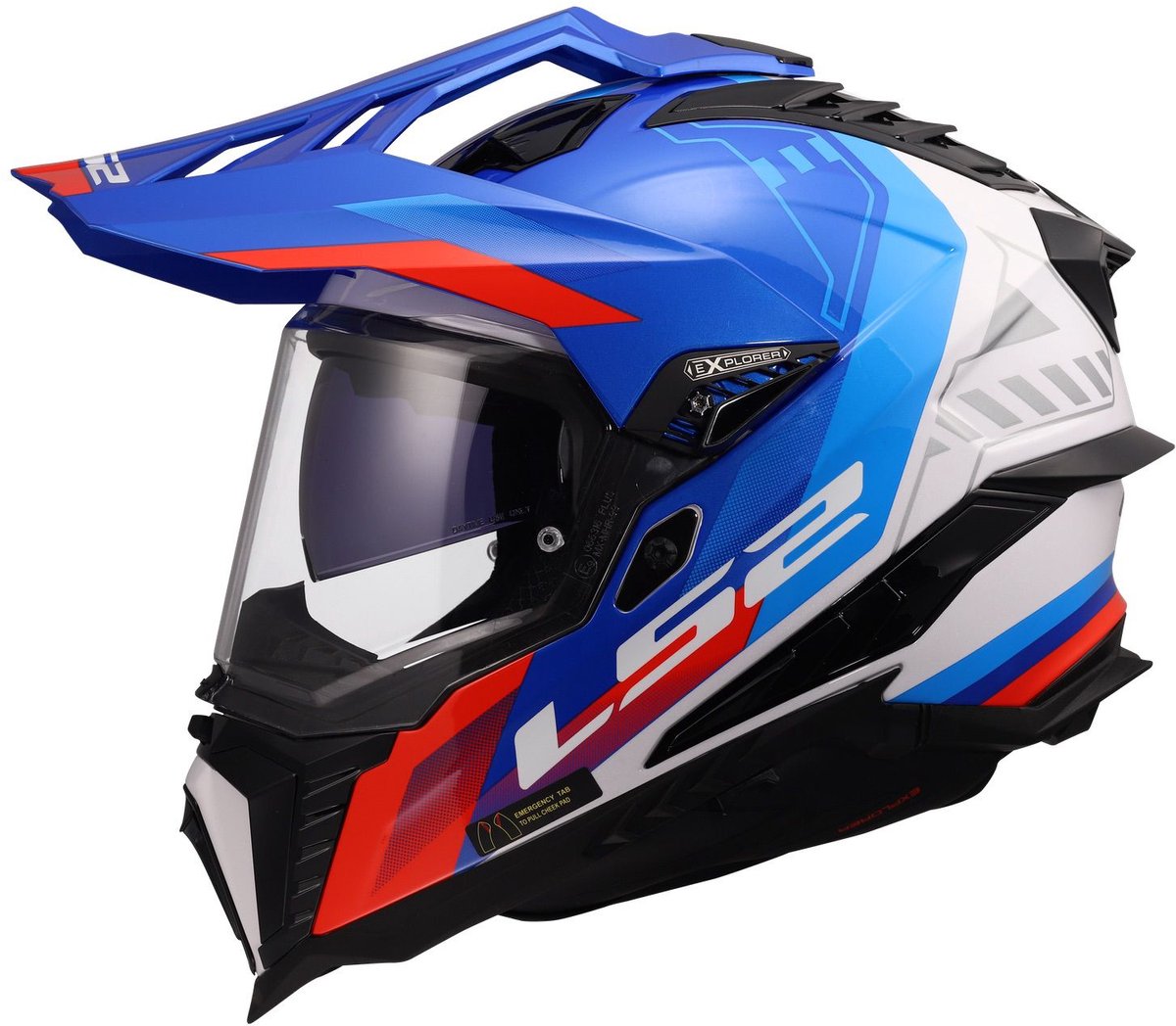 LS2 Helm Explorer Hexa MX701 wit / blauw / rood maat S