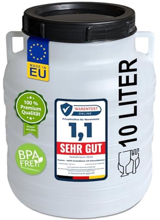 Geleidend vat met super brede hals van polyethyleen (PE), met 2 draaggrepen, inhoud 75 liter