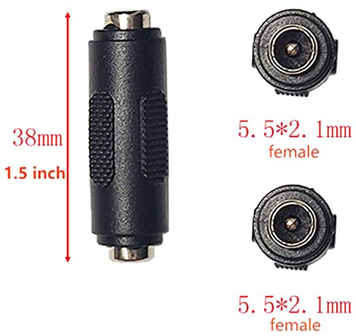 DC 5.5mm x 2.1mm Female Power Connector Adapter voor LED Lamp en Camera - 2 Stuks