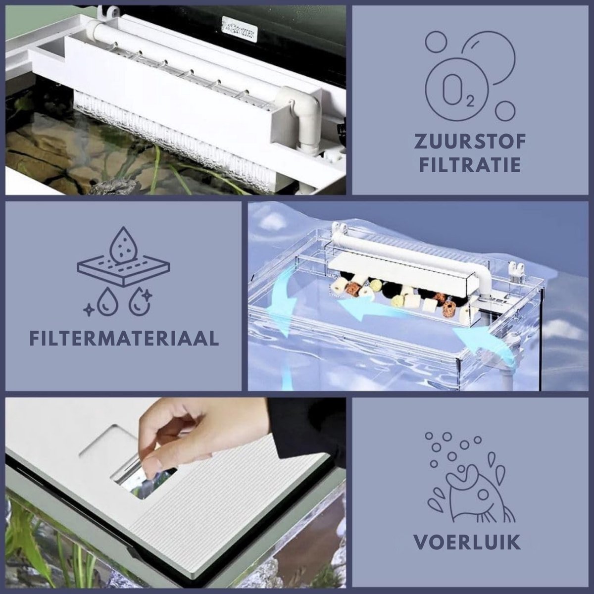 AquaOne Aquarium complete set LED met pomp HNE-300 I Klein nano-aquarium 13 liter met filtersysteem I Mini nano-aquariumset voor vissen en garnalen thumbnail 4