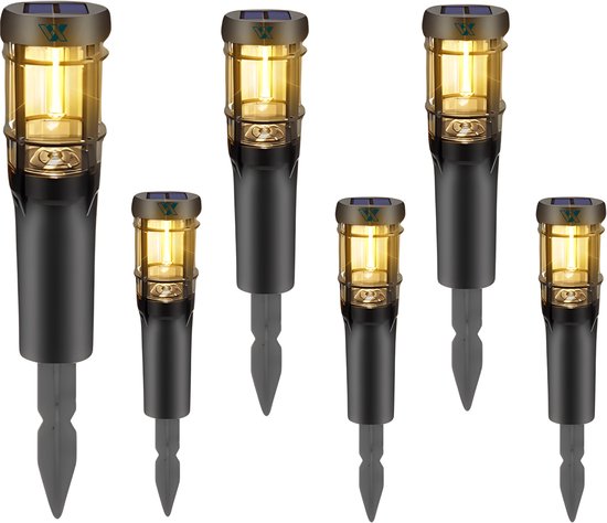 Set van 4 solar tuinlampen warmwit