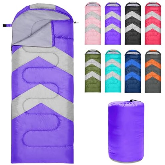 Sac De Couchage Coolzon 3-4 Saisons - Imperméable, Compact - Violet (Neuf)