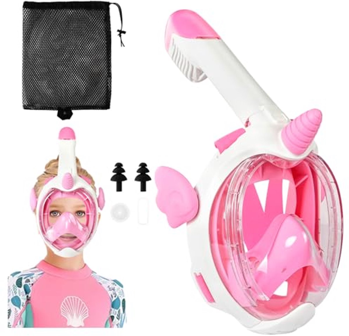 Snorkelmasker voor Kinderen met 180° Panoramisch Zicht, Anti-condens en Waterdichte Afdichting