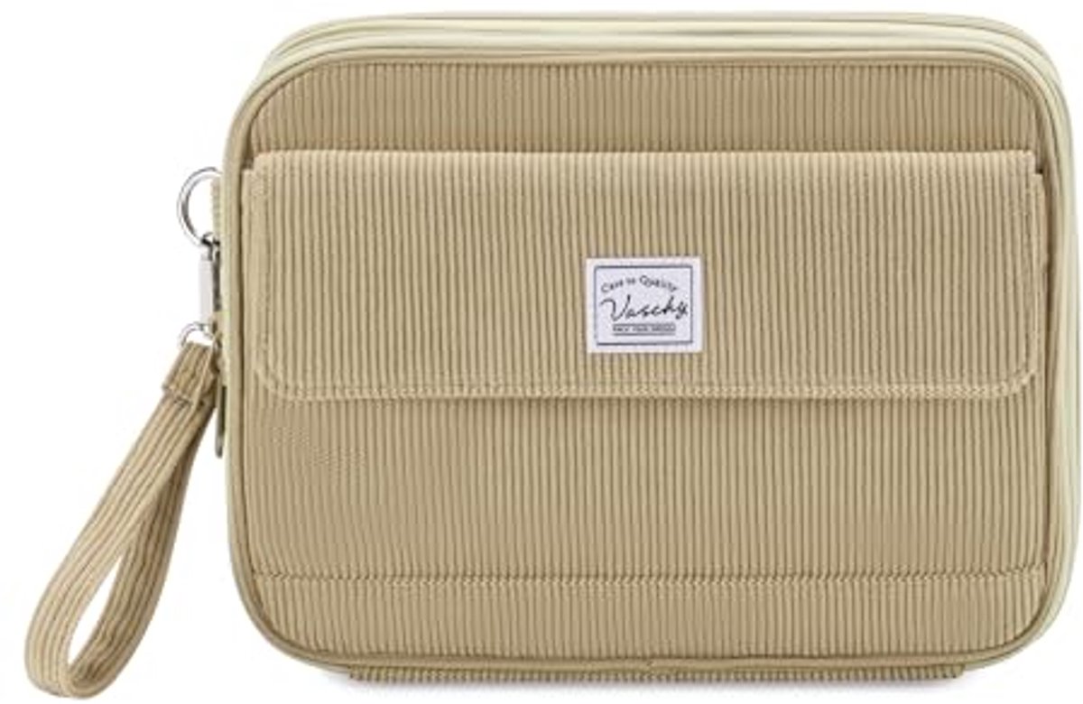 Groot Etui voor 192 Potloden - Multifunctionele Pennentas met Meerdere Compartimenten - Draagbaar Etui voor School, Werk en Kantoor - Beige