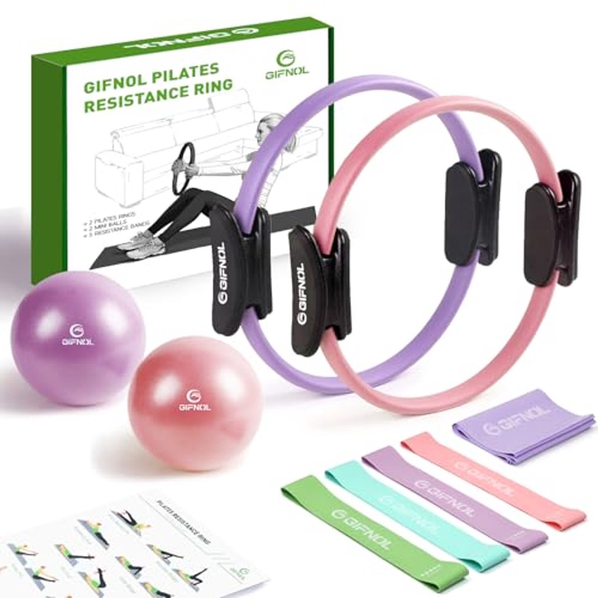 Pilates Ring en Bal Set met Weerstandsbanden voor Thuis Training - Complete Pilates Equipment voor Krachttraining en Flexibiliteit