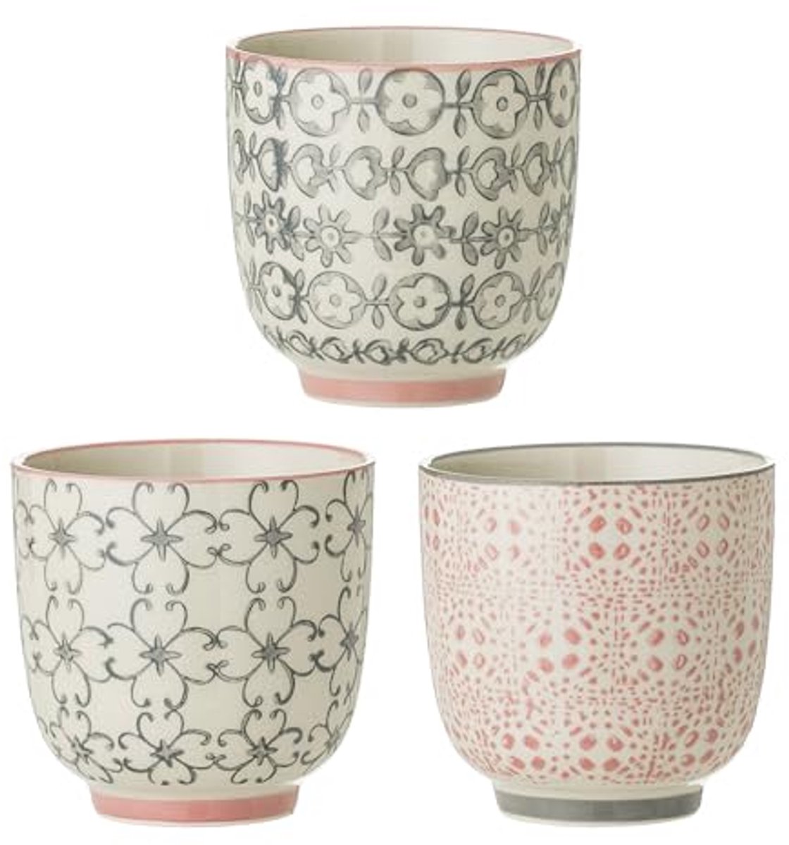 Set van 3 Cozy Cups van Keramiek in Roze en Grijs
