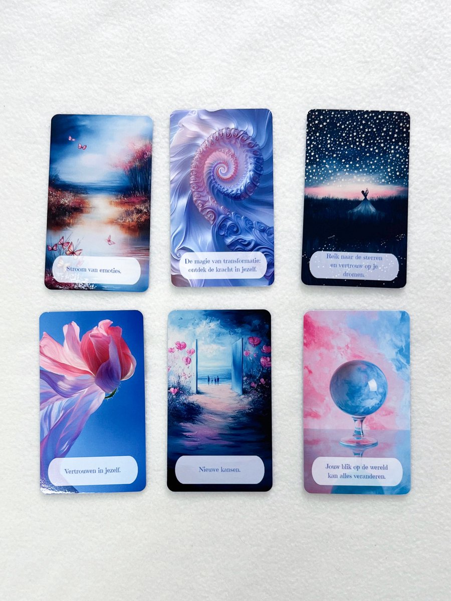 Omslag van De Magie van Transformatie –Orakelkaarten voor heling, loslaten & spirituele groei – 37 inspirerende kaarten met boodschappen van licht – Nederlands