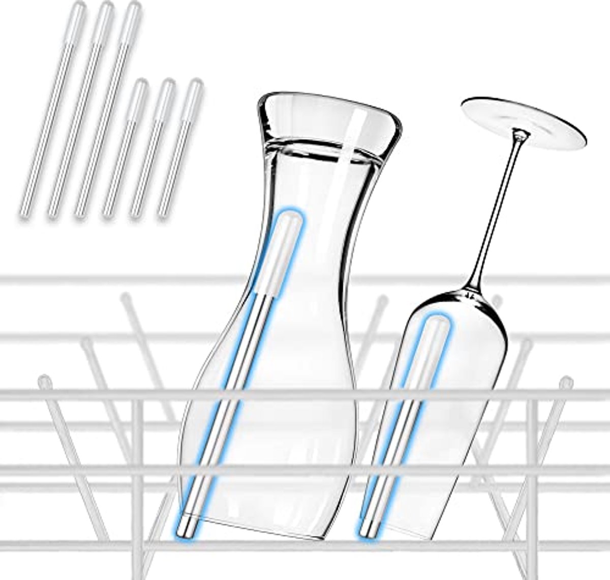 Set van 6 Vaatwasser Flessenhouders - Universele Silicone Dop voor Glazen
