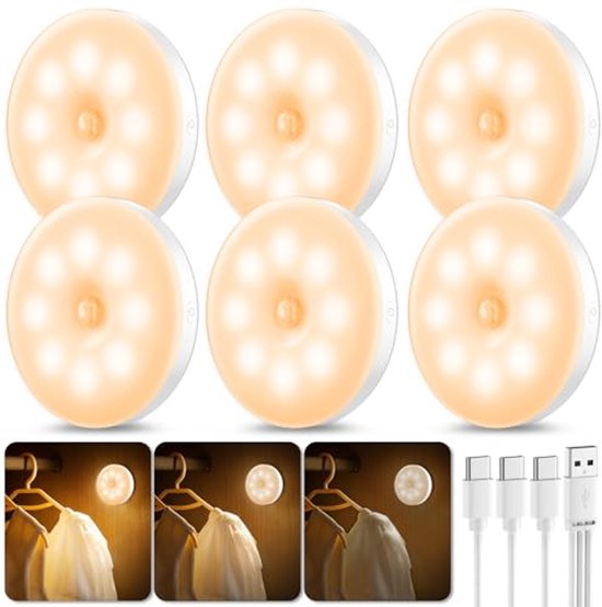 ORIA Nachtlampje met bewegingsmelder, 2 plug-in lampen, 5 instelbare helderheid, aan/auto/off-modus, led-nachtlampje voor slaapkamer, trappen, keuken, warmwit