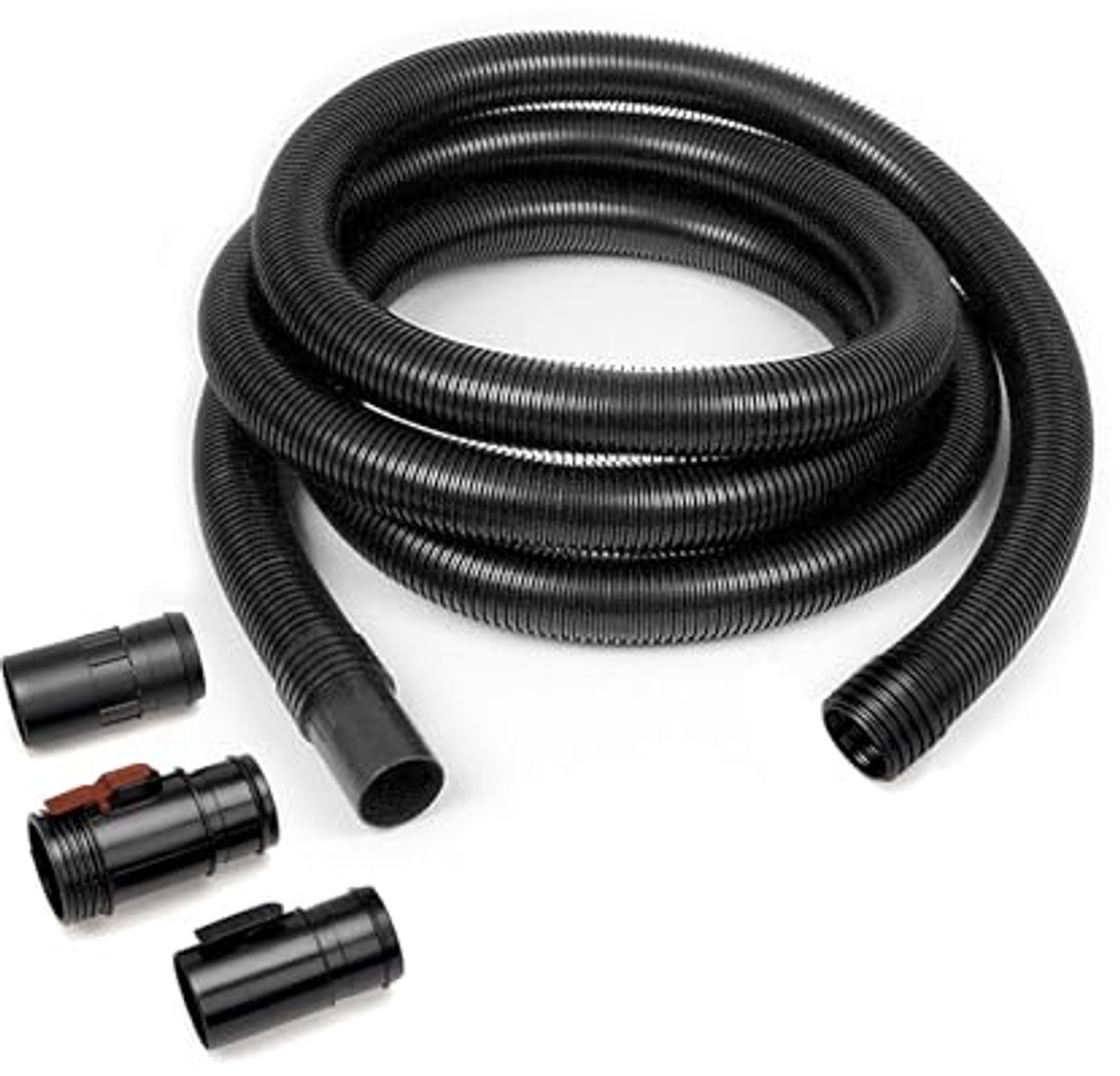 Extra lange 20 voet vacuümslang voor nat-droog stofzuigers, 2-1/2 inch diameter, zwart/red