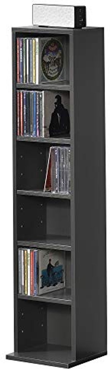 CD/DVD kast met 6 verstelbare planken - Donkergrijs 90x20x20 cm