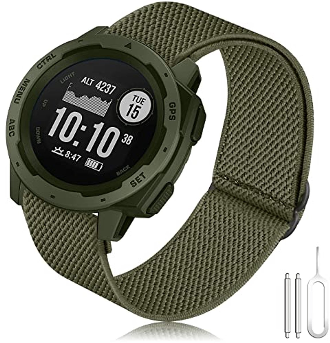 22mm Elastische Polsband voor Garmin Instinct - Stretchy Nylon Degradable Polsband