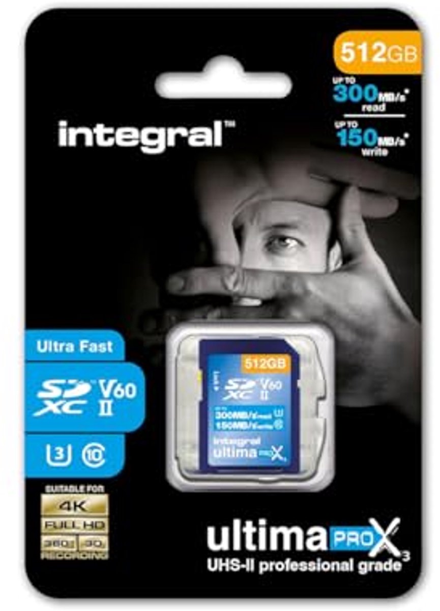 512GB UHS-II SD Kaart V60 - Tot 300MB/s Lezen en 150MB/s Schrijven voor Professioneel Gebruik