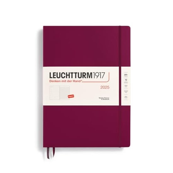 LEUCHTTURM1917 370747 Week Calendar & Notebook 2025, Medium A5 Soft Cover - 12 Months Planner, Lined - Powder, English
