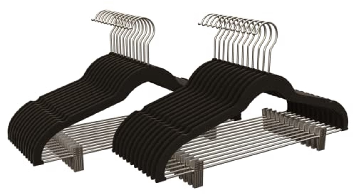 Fluwelen kledinghangers met klemmen - Antislip en duurzaam - 24 stuks