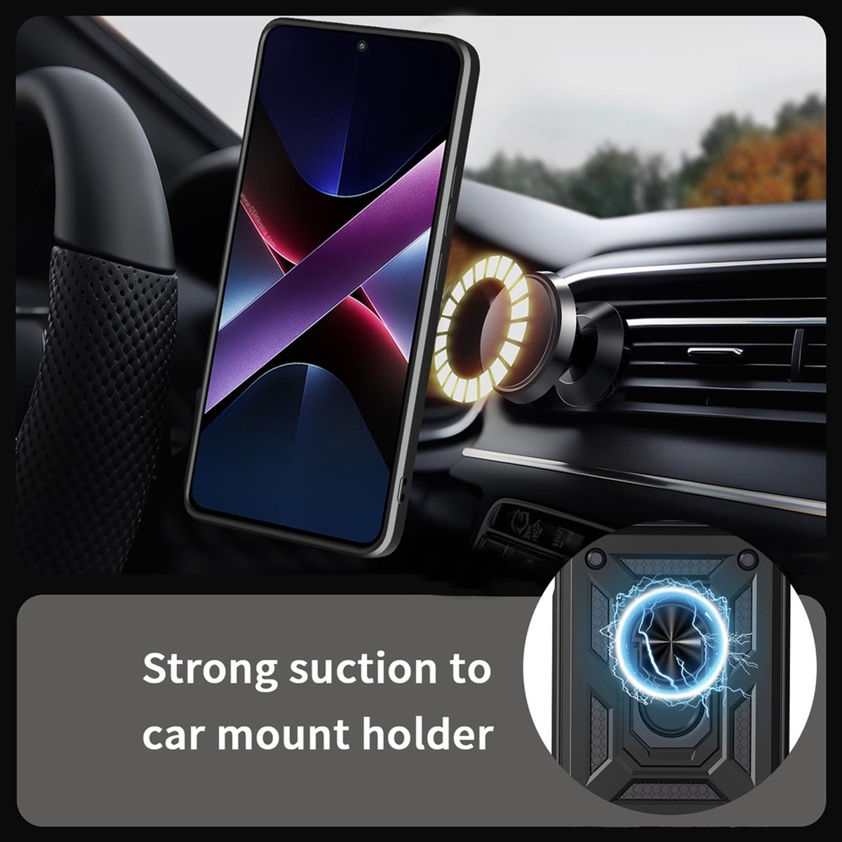 MobyDefend Hoesje - Geschikt voor Oppo Reno14 - Pantsercase Met Draaibare Ring - Zwart