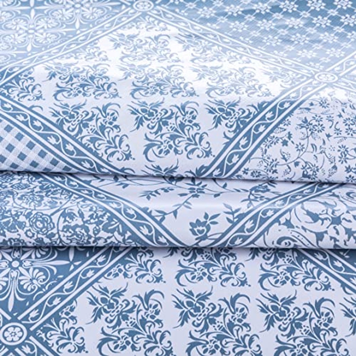 Rechthoekig Tafelkleed van PVC 140 x 200 cm in Blauw en Grijs