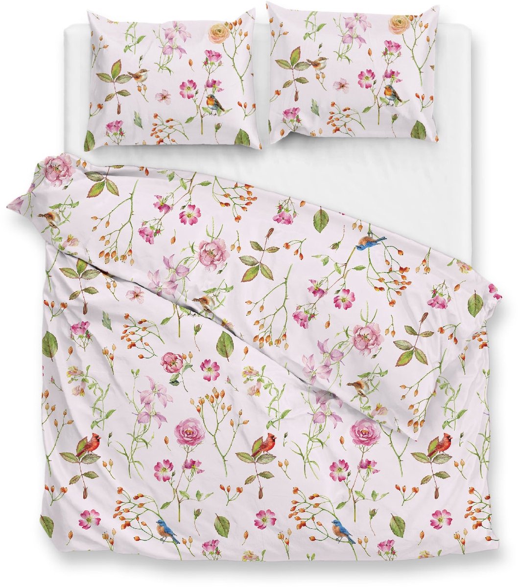 Zohome Dekbedovertrek Zita - Roze - Lits-jumeaux - Dekbedhoes van 100% Katoen - Bloemen - 240x220 + 2 slopen 60/70 cm - AW25