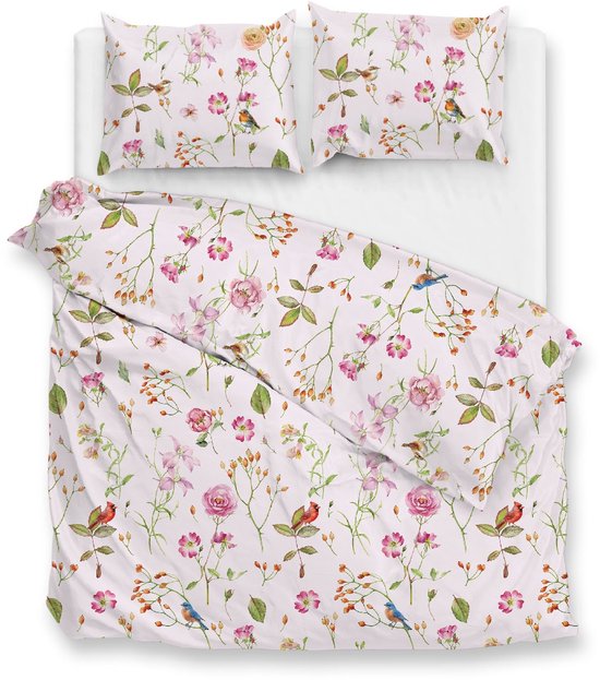 Housse de couette Zohome Zita - Rose - Double - Housse de couette 100% Katoen - Fleurs - 240x220 + 2 taies d'oreiller 60/70 cm