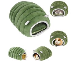 Katoennest - playtime knaagdierenhuisje - cavia kooi - hamster bedhuis - mini huisdier hok - pluche slaapmat - winterwarm katoenennest - geschikt voor muizen, hamsters, egels, chinchilla's, cavia's, suikereekhoorns (15*17*11cm - groen)