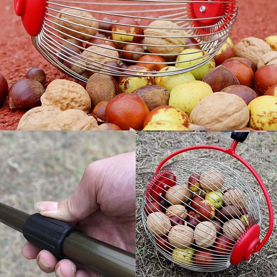 Notenverzamelaar - Walnotenplukker Bovenrol - Telescopische notenverzamelaar met rol - Grote capaciteit, hoge dichtheid, draadopening - Geschikt voor walnoten, pecannoten, kastanjes, kleine appels van Anderson & Co. — afbeelding 5