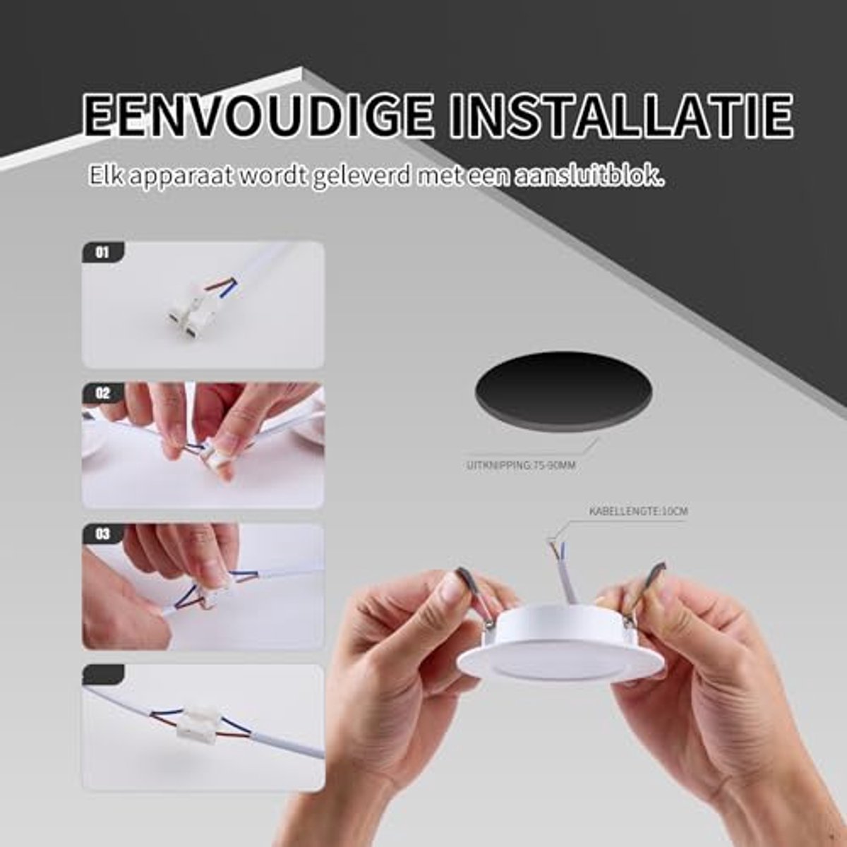 LED inbouwspot 12 x 5W - IP65 waterdicht - neutraal wit 4000K - voor badkamer, keuken, woonkamer en slaapkamer