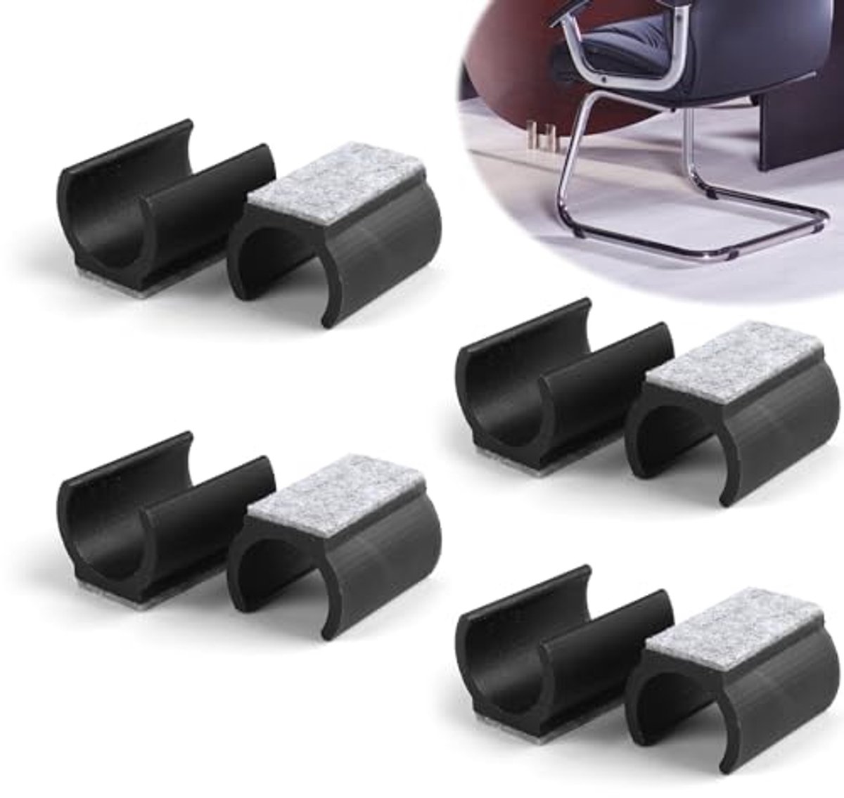 32 stuks kunststof klemschaalglijders, stoelglijders voor cantilever stoelglijders, vloerbeschermer, meubelglijders, voor ronde buizen, 19 mm, zwart