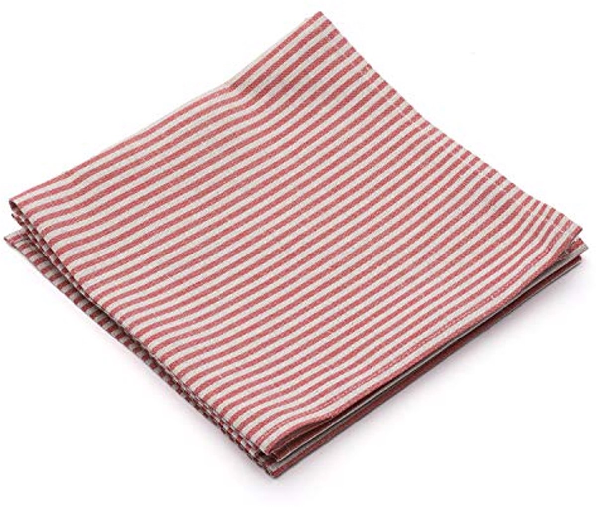 Zacht Rood Linnen Katoen Servet 46 x 46 cm - Set van 4
