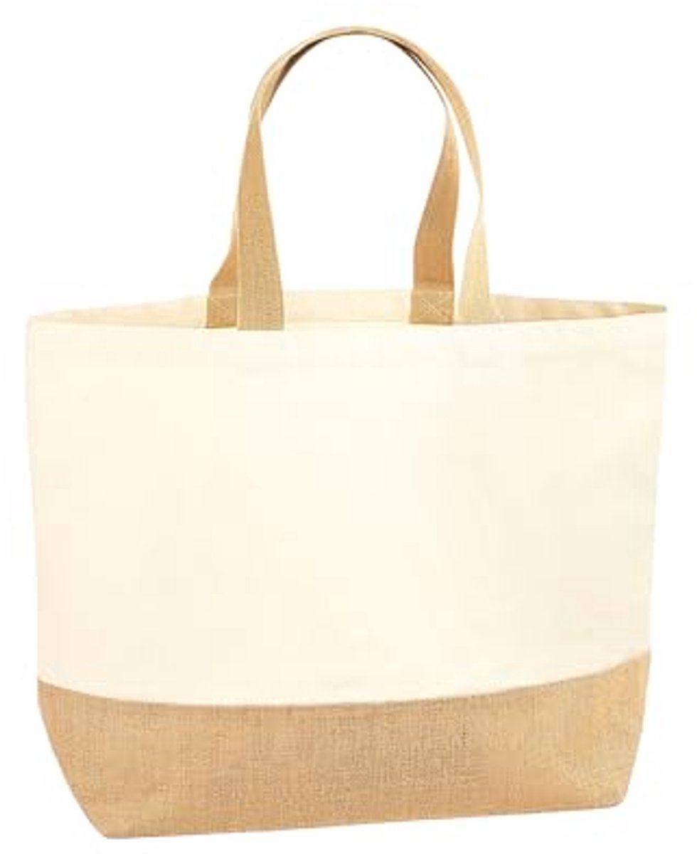 XL Herbruikbare Jute Canvas Tote - Duurzame Boodschappentas