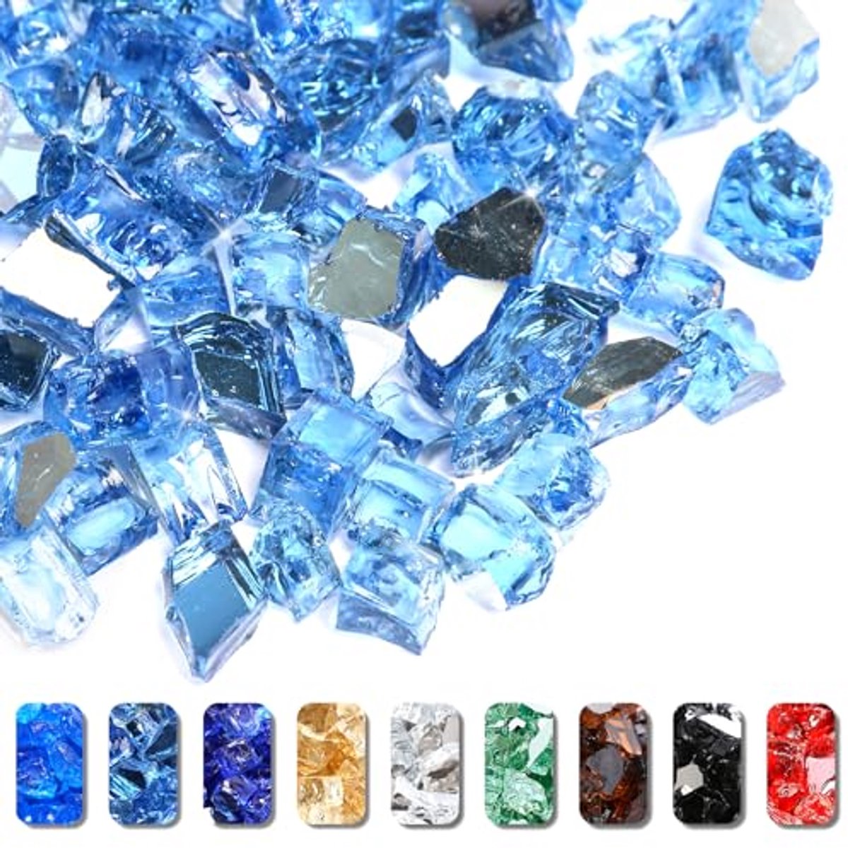 Reflecterende Fire Glass voor Open Haard - Pacific Ocean Blue - 1/2 Inch - 9 lbs