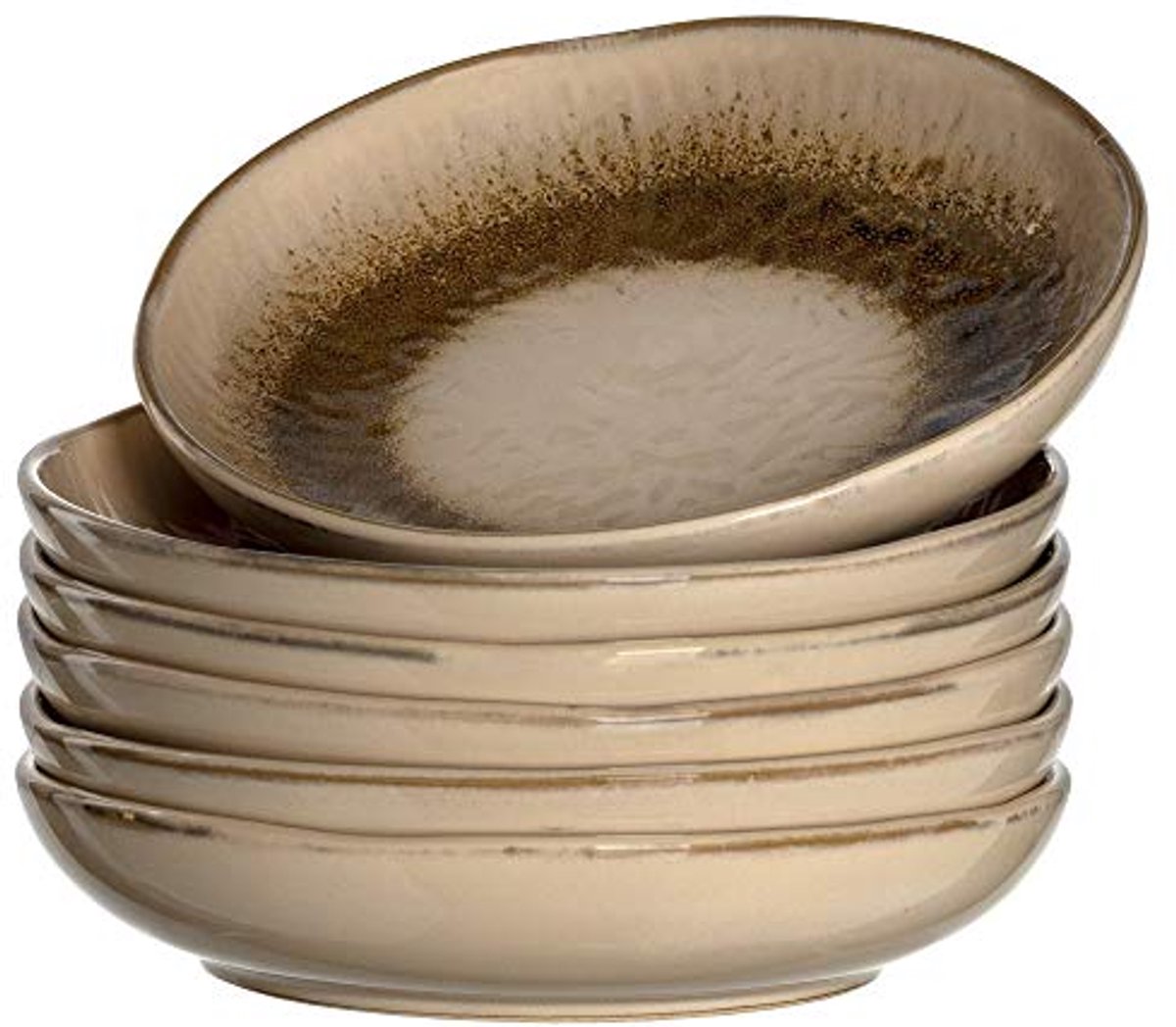 Set van 6 Keramische Borden in Beige