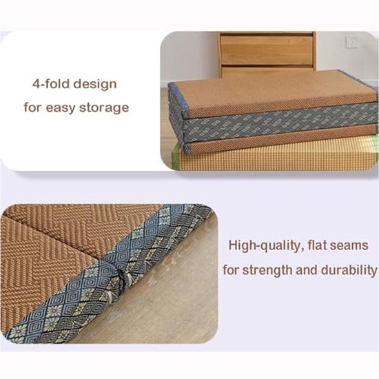 Vouwbare Tatami Mat - Traditionele Japanse Futonmat voor Yoga en Meditatie (120x200cm) van Merkloos — afbeelding 5