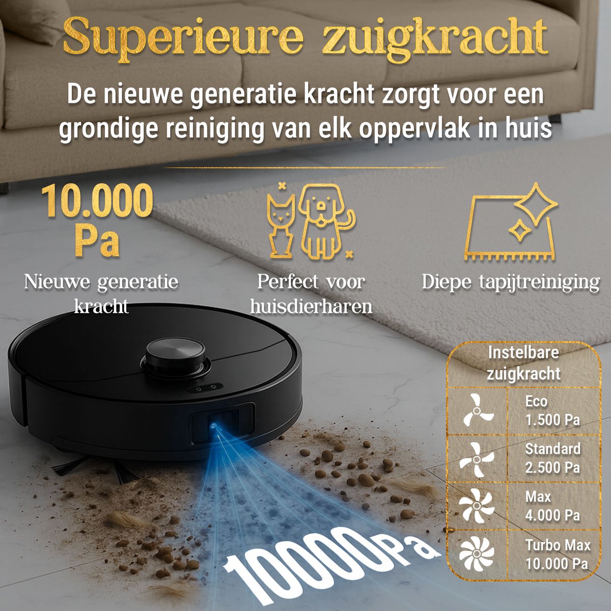 SwayTosh Nobilenta V2 – Robotstofzuiger Met Dweilfunctie – 10.000Pa – 2025 – AI Intelligence – Zelfreinigend Station & Auto-Dweilpad Reiniging – Drempels Tot 3 Cm – Volledig Beheer Via App – Robotstofzuiger Met Laadstation — afbeelding 2