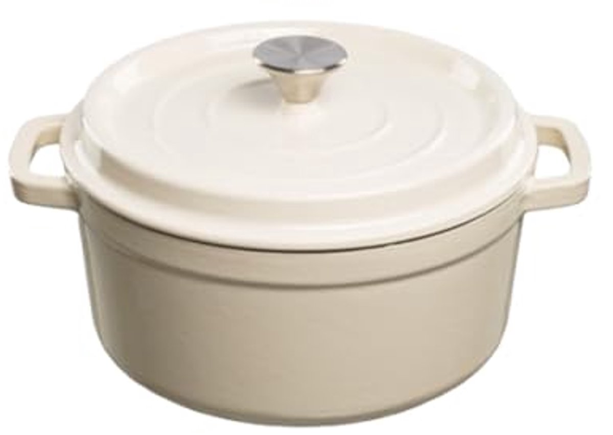 Geëmailleerde gietijzeren braadpan 3,5 liter - Wit