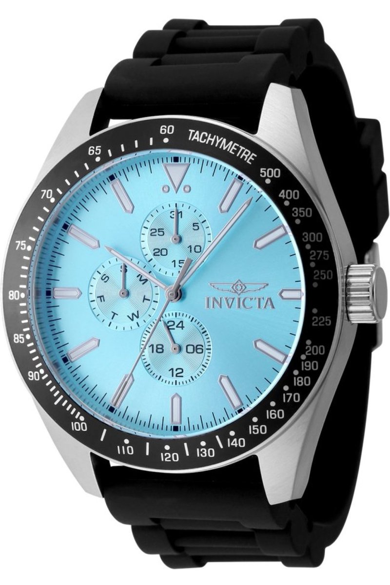 Invicta Aviator 48856 Heren Horloge - Waterdicht - Analoog - Quartz Uurwerk - Roestvrij Staal met blauwe Wijzerplaat - 45mm