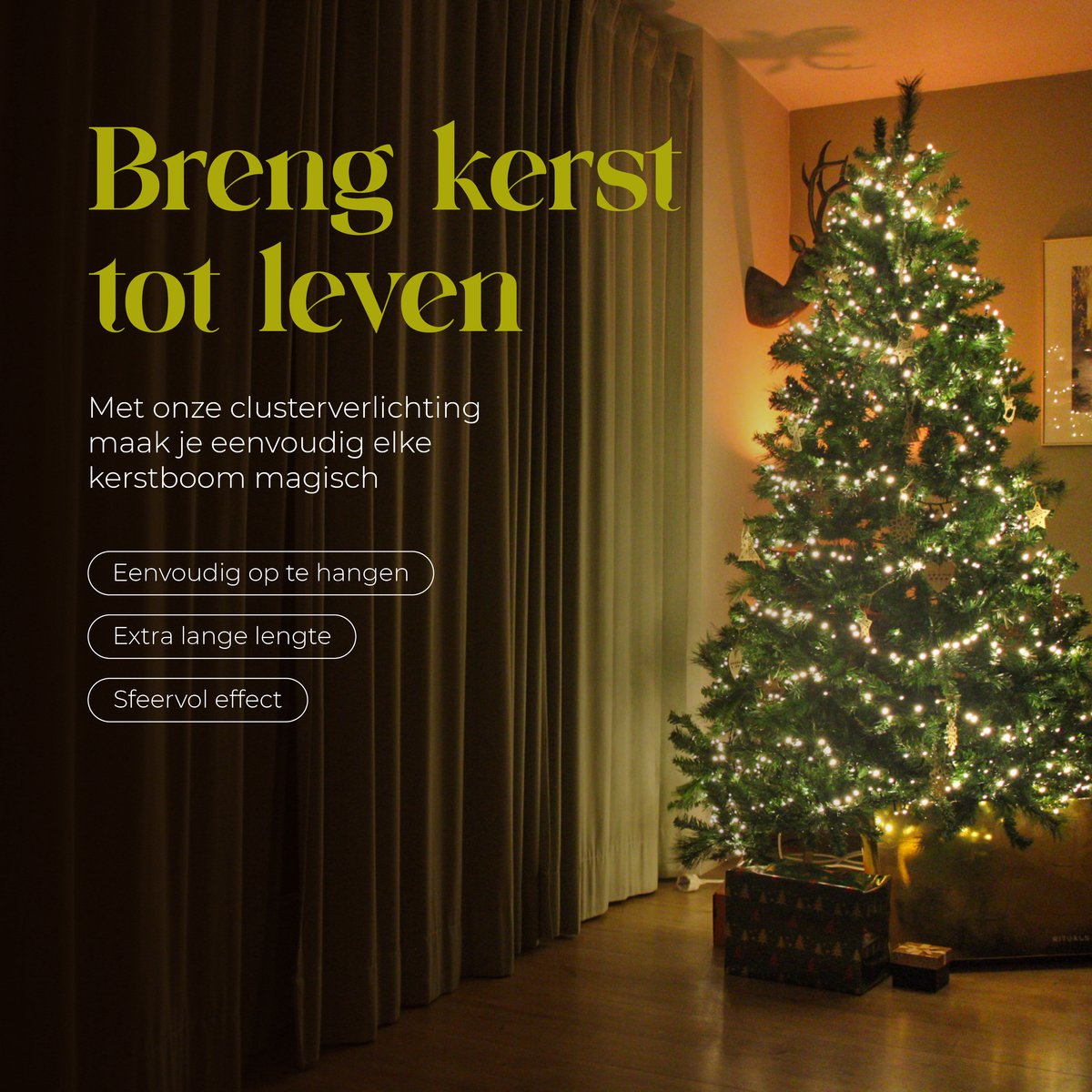 Giftmas Kerstboomverlichting - Kerstverlichting Buiten - 24M Clusterverlichting - 1200 Warm Witte LED’s - Binnen en Buiten - Warme Sfeerverlichting – foto 4