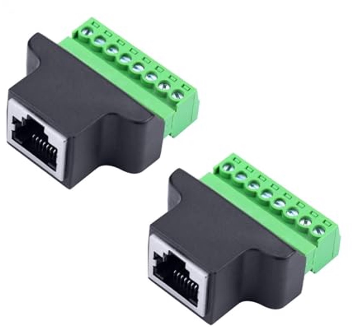 RJ45 Female Jack naar 8-Pin Terminal Connector - Ethernet Netwerk Verbinder voor Reparatie en Probleemoplossing