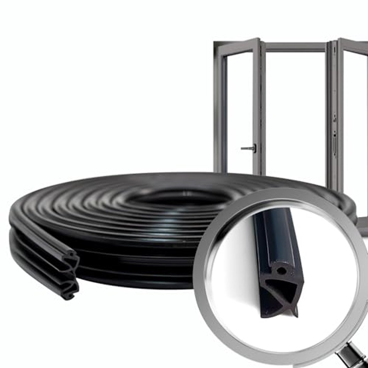 Rubberen Vensterafdichting voor Ramen en Deuren - 50 m Aluminium Ruimtebespaarder